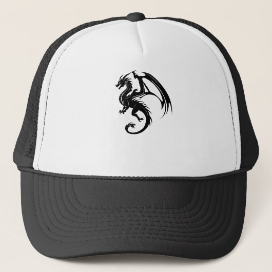 Zwarte draak trucker pet (Voorkant)