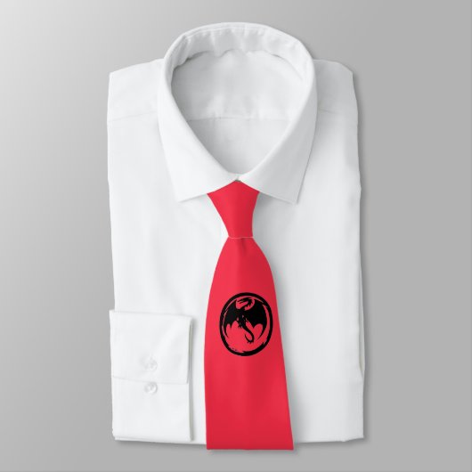 Zwarte dragon Coral necktie Stropdas (Gebonden)