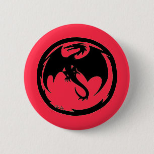 Zwarte Dragon koraal knop Ronde Button 5,7 Cm