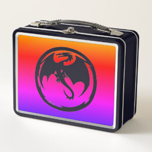 Zwarte dragon Neon lunchbox