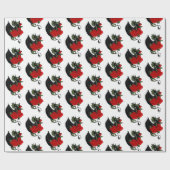 zwarte Dragon rode rozen fantasie Cadeaupapier (Vlak)