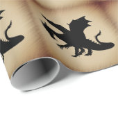 Zwarte Dragon Rustic Achtergrond Cadeaupapier (Rol Hoek)