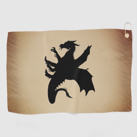 Zwarte Dragon Rustic Achtergrond Golfhanddoek (Horizontaal)