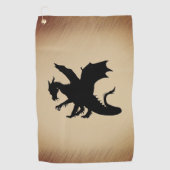 Zwarte Dragon Rustic Achtergrond Golfhanddoek (Voorkant)