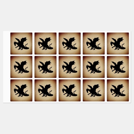 Zwarte Dragon Rustic Achtergrond Labels (Vel)