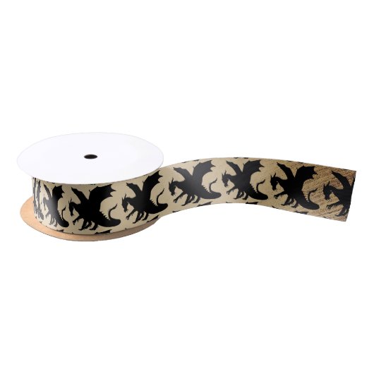 Zwarte Dragon Rustic Achtergrond Lint (Spoel)
