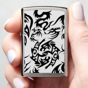Zwarte draken patroon outline.b Gebroken wit BG