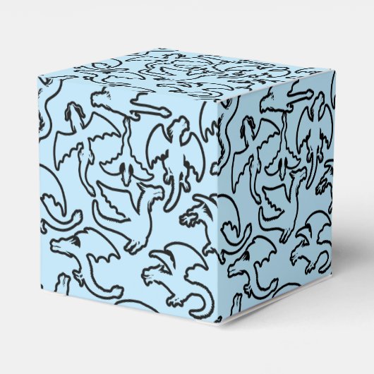 Zwarte draken patroon outline.b L Blauw BG Bedankdoosjes (Achterkant)