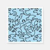 Zwarte draken patroon outline.b L Blauw BG Servet (Voorkant)