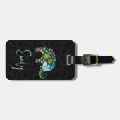 Zwarte dramatronachtergrond schattige olifant bagagelabel (Voorkant horizontaal)