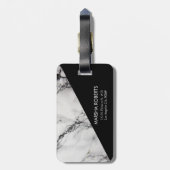 Zwarte Driehoek En Witte Marmer Bagagelabel (Achterkant verticaal)