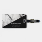Zwarte Driehoek En Witte Marmer Bagagelabel (Achterkant horizontaal)