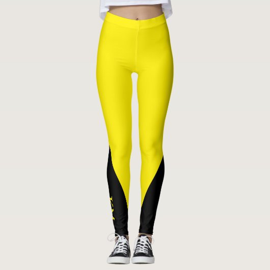 Zwarte Driehoek | Initiaal | Kanariegele Leggings (Voorkant)