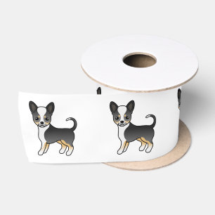 Zwarte driekleurige Chihuahua Cartoon Hond met Gla Lint