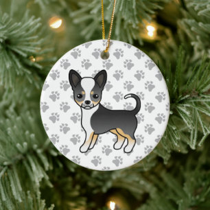 Zwarte driekleurige Chihuahua-hond met gladde vach Keramisch Ornament