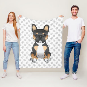 Zwarte driekleurige Franse Bulldog Frenchie Hond & Fleece Deken