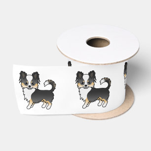 Zwarte driekleurige langharige Chihuahua cartoon h Lint