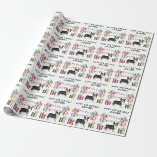 Zwarte driekleurige Pembroke Welsh Corgi Gefelicit Cadeaupapier