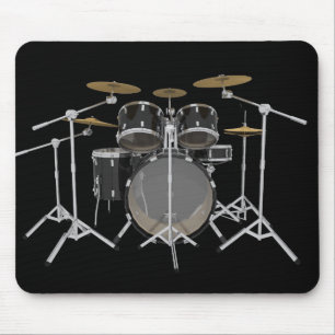 Zwarte drumkit: Mousepad Muismat