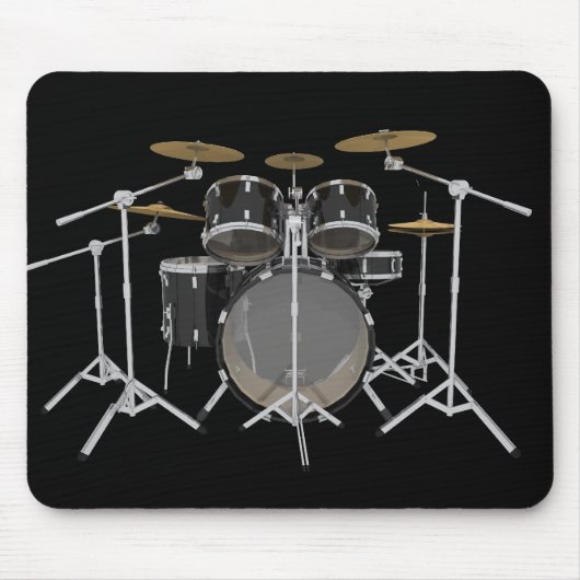 Zwarte drumkit: Mousepad Muismat (Voorkant)
