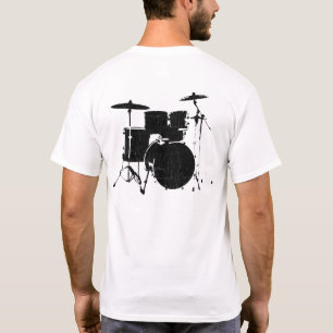 zwarte drums in wit t-shirt