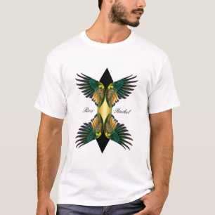 Zwarte Dubbele Vleugels Diamond Design T-shirt
