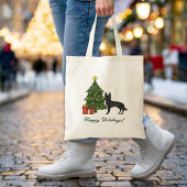 Zwarte Duitse herder en groene kerstboom Tote Bag