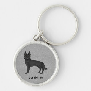 Zwarte Duitse Herder GSD Hond Met Aangepaste Naam Sleutelhanger