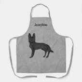 Zwarte Duitse herder hond en aangepaste tekst grij Schort (Voorkant)