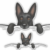 Zwarte Duitse Herder Hond Peking Sticker (Voorkant)
