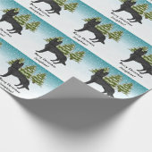 Zwarte Duitse Herder Hond Sneeuwrijk Winterbos Cadeaupapier (Hoek)