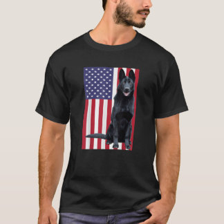 Zwarte Duitse herder met Amerikaanse vlag T-Shirt