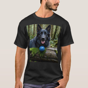 Zwarte Duitse herder met bal T-shirt