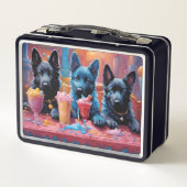 Zwarte Duitse herder puppies, ijs (Achterkant)