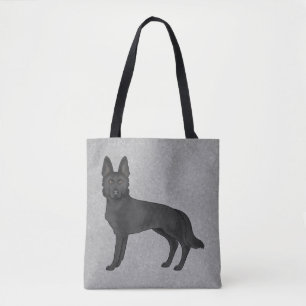 Zwarte Duitse Herder Schattige Cartoon Hond Grijs Draagtas