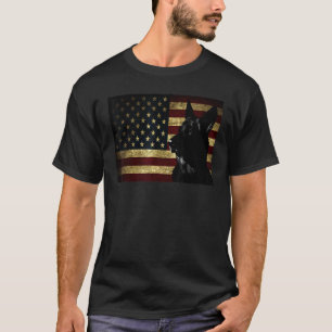 Zwarte Duitse Herdershond Amerikaanse Vlag 4 juli T-shirt