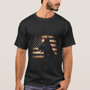 Zwarte Duitse Herdershond Amerikaanse Vlag 4 juli T-shirt