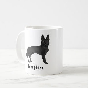 Zwarte Duitse Herdershond Cartoonhond Met Aangepas Koffiemok