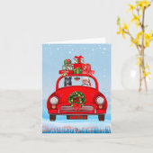 Zwarte Duitse Herdershond in auto met Sinterklaas Kaart (Gele Bloem)