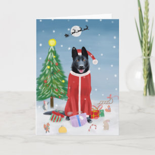 Zwarte Duitse Herdershond in Sneeuw Kerstcadeaus  Kaart