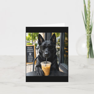 Zwarte Duitse Herdershond Koffieliefhebber Hond Me Kaart