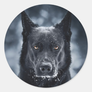 Zwarte Duitse Herdershond Ronde Sticker