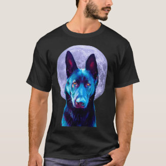 Zwarte Duitse Herdersmaan Hondenliefhebbers, Eigen T-shirt
