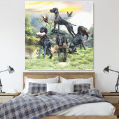 Zwarte Duitse kortharige pointers Canvas Afdruk (Insitu (Slaapkamer))