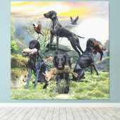 Zwarte Duitse kortharige pointers Canvas Afdruk (Insitu (Houten vloer))