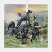 Zwarte Duitse Staande Hond Glas Ornament (Achterkant)