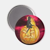 zwarte duivel op Jack o' Lantern Magneet (Voorkant / Achterkant)
