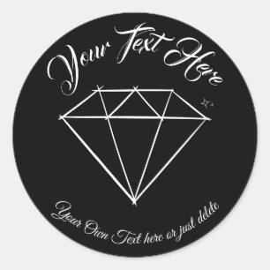 Zwarte edelsteen. Sieraden. Cadeaubestand. Ronde Sticker