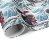 Zwarte eekhoorn met kerstmuts cadeaupapier (Rol Hoek)