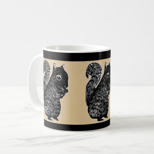 Zwarte eekhoorntjes eik en zwarte Mok (Voorkant links)